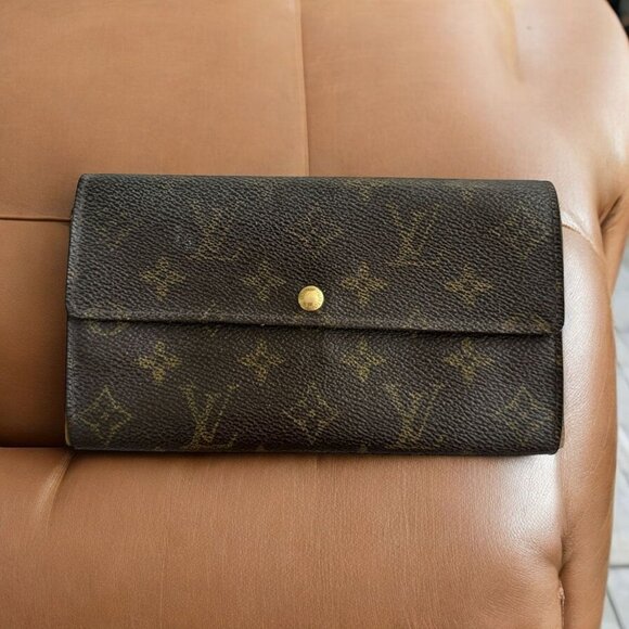 LOUIS VUITTON Porte Monnaie Brown Monogram Long Snap Wallet - Picture 1 of 12